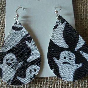Ghost  Faux Leather Earrings